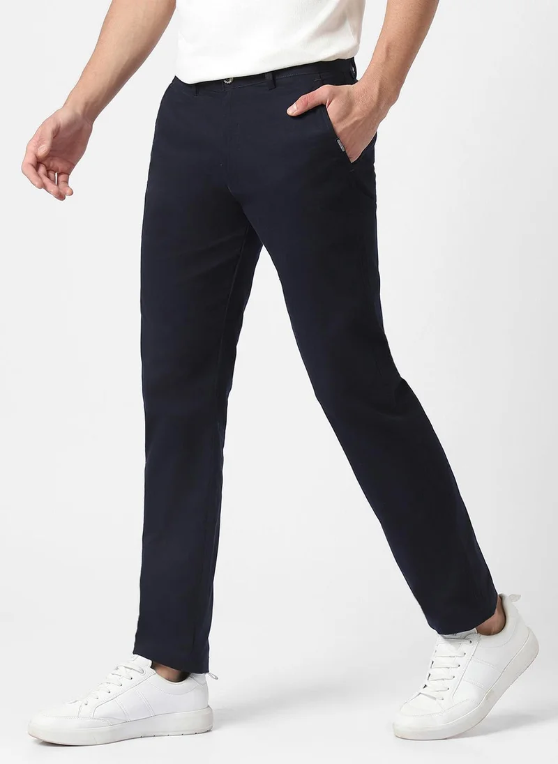 Urbano Fashion  Urbano Fashion Men's Dark Blue Cotton Slim Fit Casual Chinos Trousers for Men | Best Price UAE